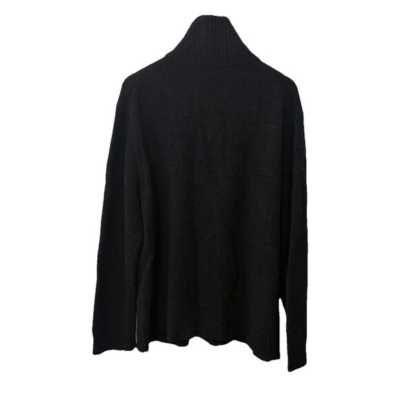 Tasso Elba 100% Lambswool Full Zip Sweater Jacket XL Black Mock Neck Ribbed Knit - Picture 2 of 8